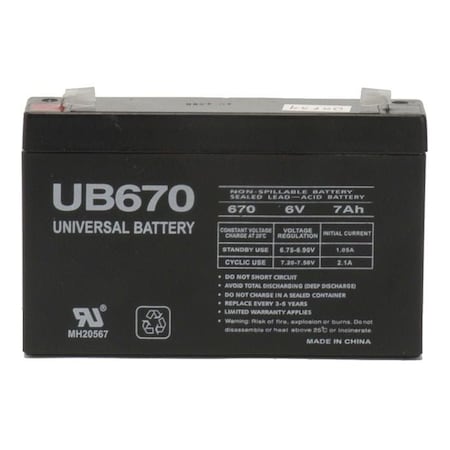 Bsc Preferred UPG 6V 7Ah Sealed Lead Acid - AGM - VRLA Battery - F1 UPG-D5734